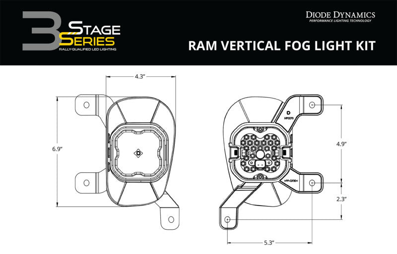 Diode Dynamics SS3 Sport Type Ram Vert Kit ABL - White SAE Fog Diode Dynamics