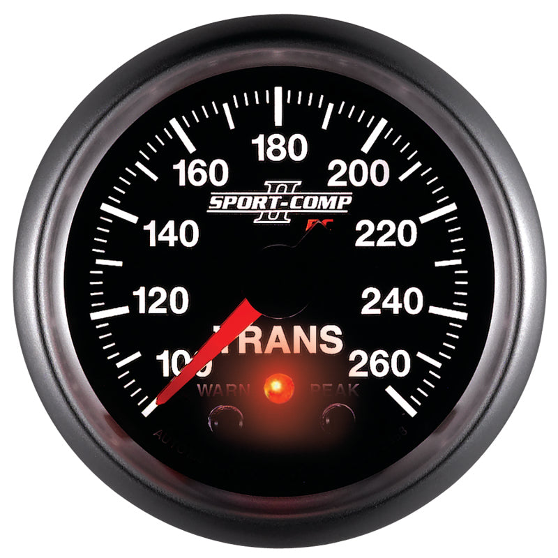 Autometer Elite 52.4mm 100-260F Transmission Temprature Peak & Warn w/ Electronic Control Gauge.