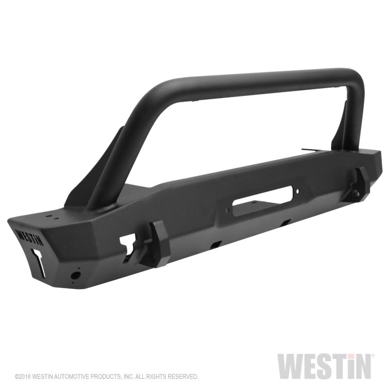 Westin 18-22 Jeep Wrangler JL / 20-22 Gladiator WJ2 Stubby Front Bumper w/Bull Bar - Tex. Blk Westin