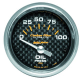 AutoMeter GAUGE; OIL PRESSURE; 2 1/16in.; 100PSI; ELECTRIC; CARBON FIBER