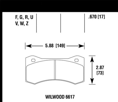 Hawk Wilwood 17mm 6617 Caliper Performance Ceramic Brake Pads - eliteracefab.com