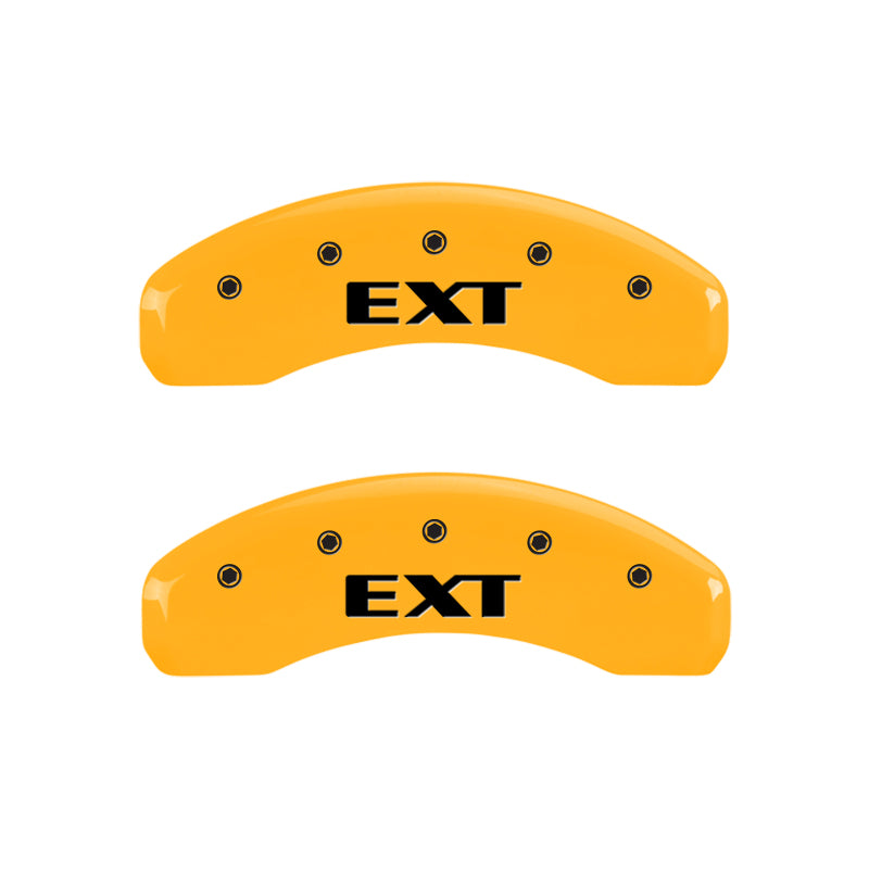 MGP 4 Caliper Covers Engraved Front Escalade Engraved Rear EXT Yellow finish black ch MGP