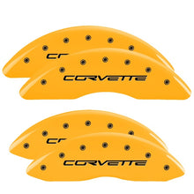 Load image into Gallery viewer, MGP 4 Caliper Covers Engraved Front &amp; Rear C6/Corvette Yellow finish black ch MGP