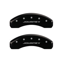 Load image into Gallery viewer, MGP 4 Caliper Covers Engraved Front &amp; Rear With out stripes/Journey Black finish silver ch MGP