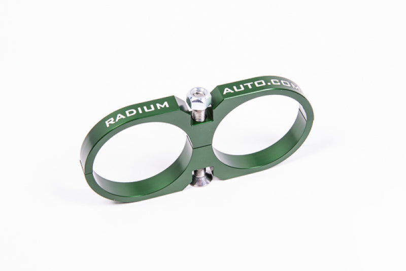 Radium Engineering 2-Piece Fuel Pump Clamp For Bosch 044 - Green W/ Logo - eliteracefab.com