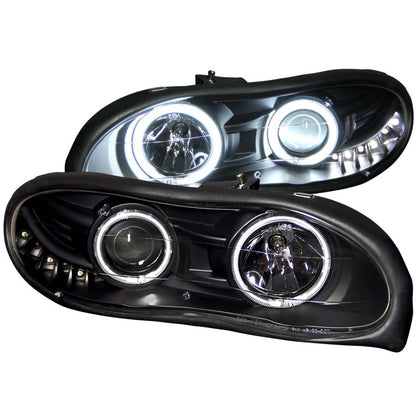 ANZO USA Chevrolet Camaro Projector Headlights W/ Halo Black; 1998-2002 - eliteracefab.com