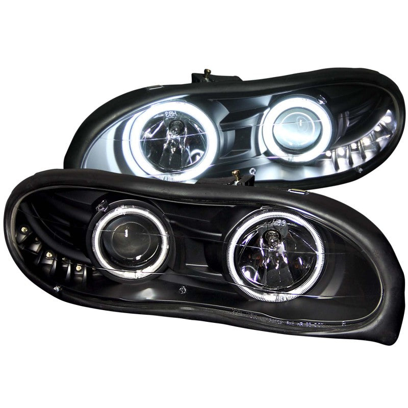 ANZO USA Chevrolet Camaro Projector Headlights W/ Halo Black; 1998-2002 - eliteracefab.com