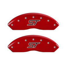 Load image into Gallery viewer, MGP 4 Caliper Covers Engraved Front &amp; Rear ST Red finish silver ch - eliteracefab.com