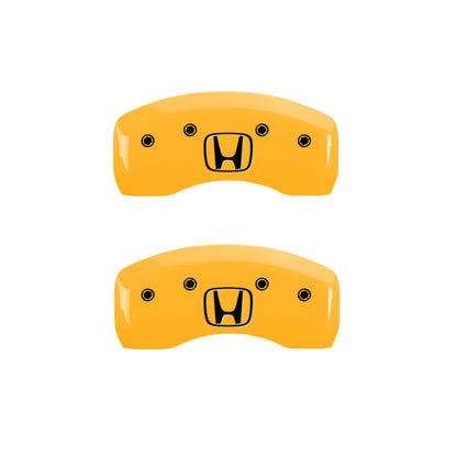 MGP 4 Caliper Covers Engraved Front Honda Engraved Rear H Logo Yellow finish black ch MGP