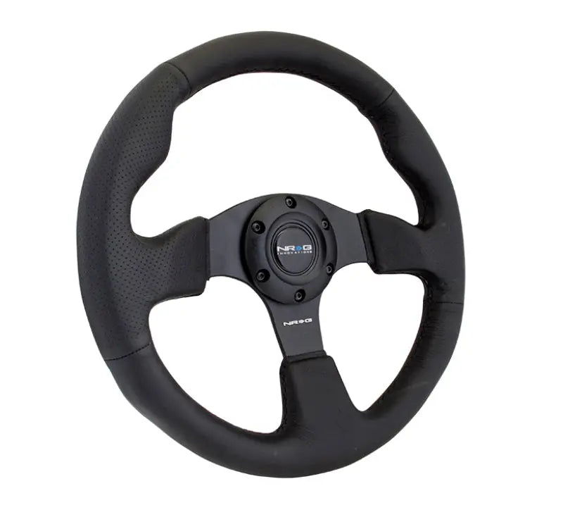 NRG Reinforced Steering Wheel 320mm Leather Steering Wheel Red Stitch - eliteracefab.com