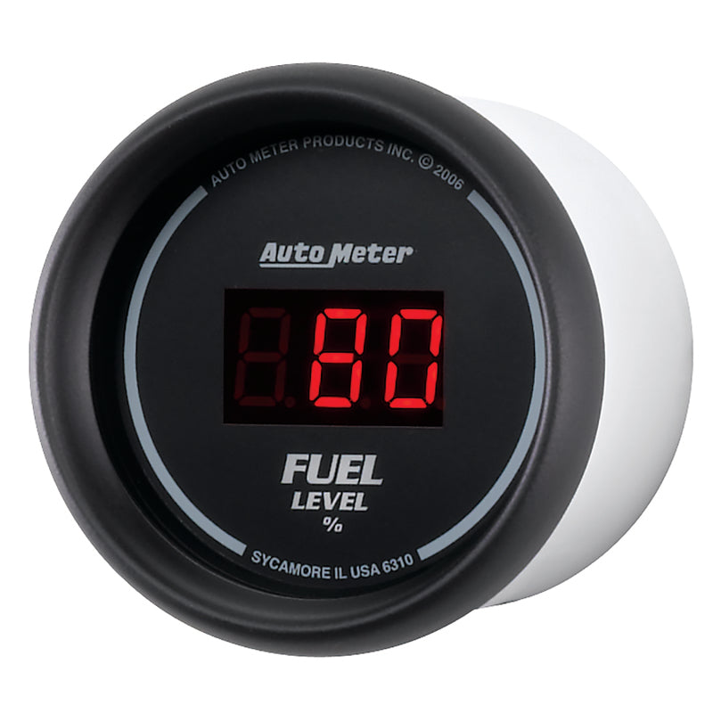 Autometer 52mm Black Digital Programmable Empty-Full Fuel Level Gauge 6310