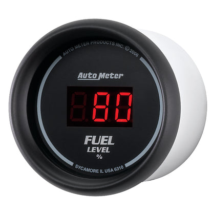 Autometer 52mm Black Digital Programmable Empty-Full Fuel Level Gauge 6310
