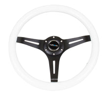 Load image into Gallery viewer, NRG Classic Wood Grain Steering Wheel 350mm Black 3-Spokes White Paint Grip - eliteracefab.com