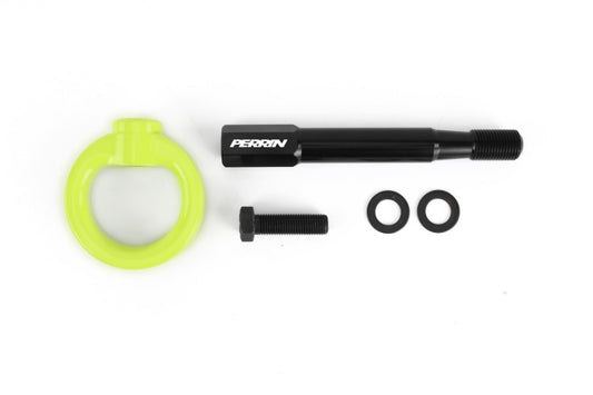 Perrin 08-14 Subaru WRX/STI Hatchback Tow Hook Kit (Rear) - Neon Yellow - eliteracefab.com