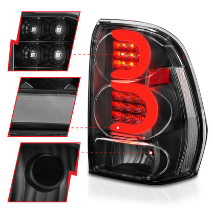 ANZO 2002-2009 Chevrolet Trailblazer LED Tail Lights w/ Light Bar Black Housing Clear Lens - eliteracefab.com