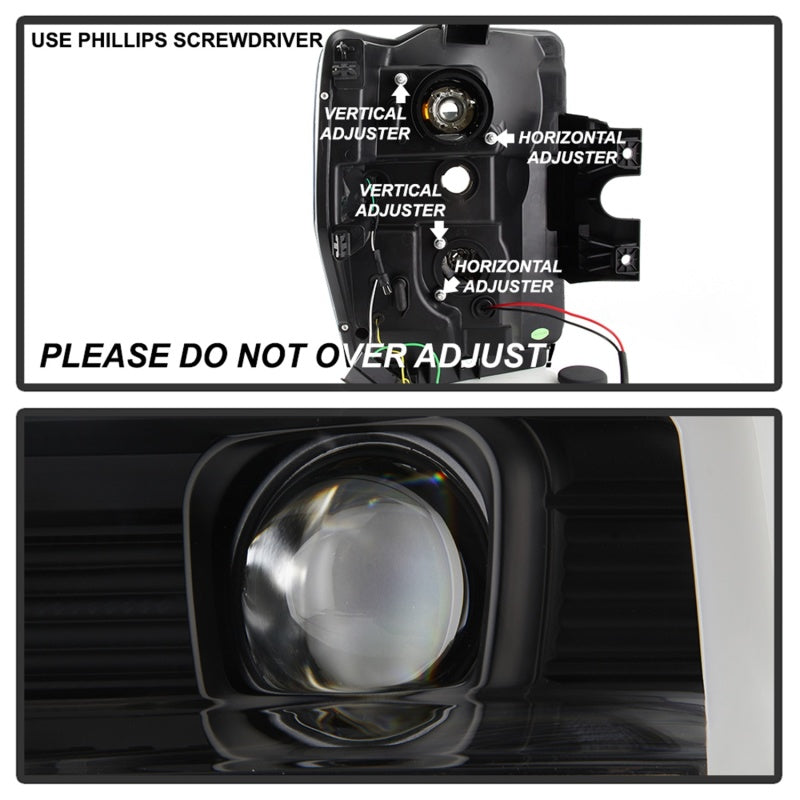 Spyder 08-10 Ford F-250 SD Projector Headlights V2-Switch Back Light Bar-Black PRO-YD-FS08V2-SBLB-BK - eliteracefab.com