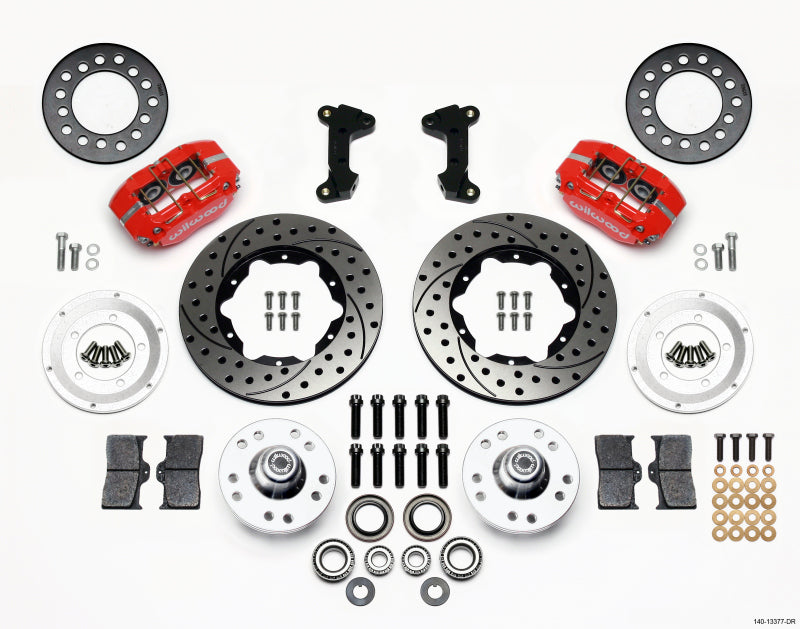 Wilwood Dynapro Dust-Boot Front Kit 11.00in Drilled-Red 74-80 Pinto/Mustang II Disc Spindle only Wilwood