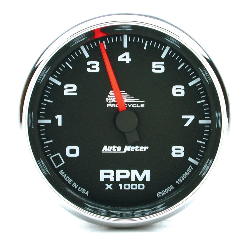 Autometer Pro-Cycle Gauge Tach 2 5/8in 8K Rpm 2&4 Cylinder Black 19306