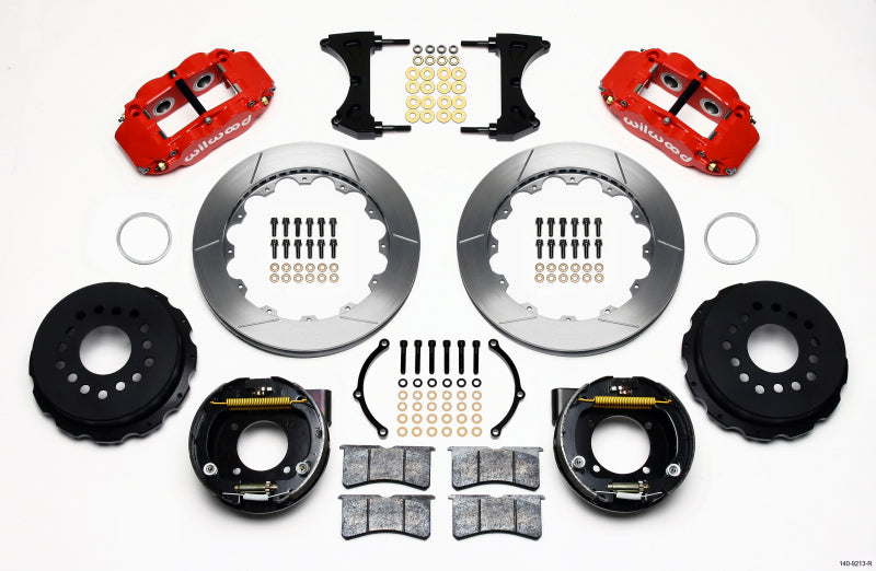 Wilwood Narrow Superlite 4R Rear P-Brk Kit 12.88in Red Chevy 12 Bolt w/ C-Clips Wilwood