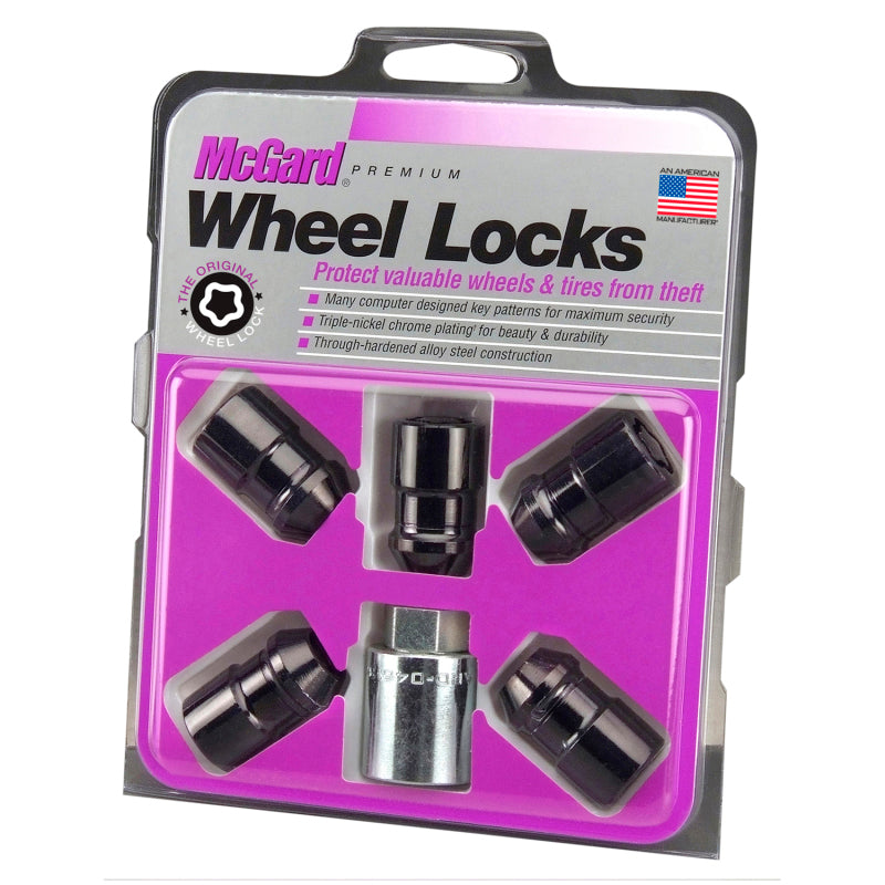 McGard Wheel Lock Nut Set - 5pk. (Cone Seat) M12X1.5 / 3/4 Hex / 1.46in. Length - Black - eliteracefab.com