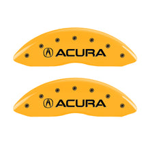 Load image into Gallery viewer, MGP 4 Caliper Covers Engraved Front Acura Engraved Rear MDX Yellow finish black ch