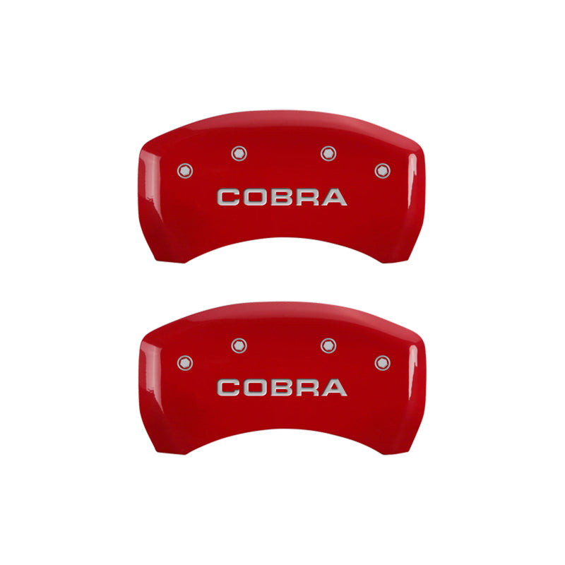 MGP 4 Caliper Covers Engraved Front & Rear Cobra Red finish silver ch MGP