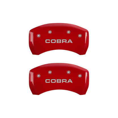 MGP Rear set 2 Caliper Covers Engraved Rear Cobra Red finish silver ch MGP