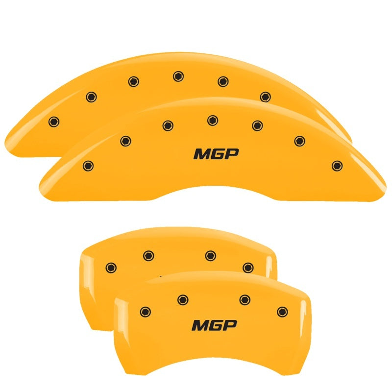 MGP 4 Caliper Covers Engraved Front & Rear MGP Yellow Finish Black Char 2017 Cadillac CT6 MGP
