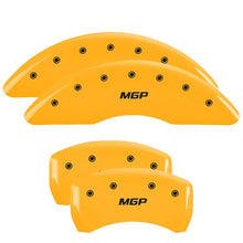 Load image into Gallery viewer, MGP 4 Caliper Covers Engraved Front &amp; Rear MGP Yellow Finish Black Char 2000 Nissan Maxima MGP