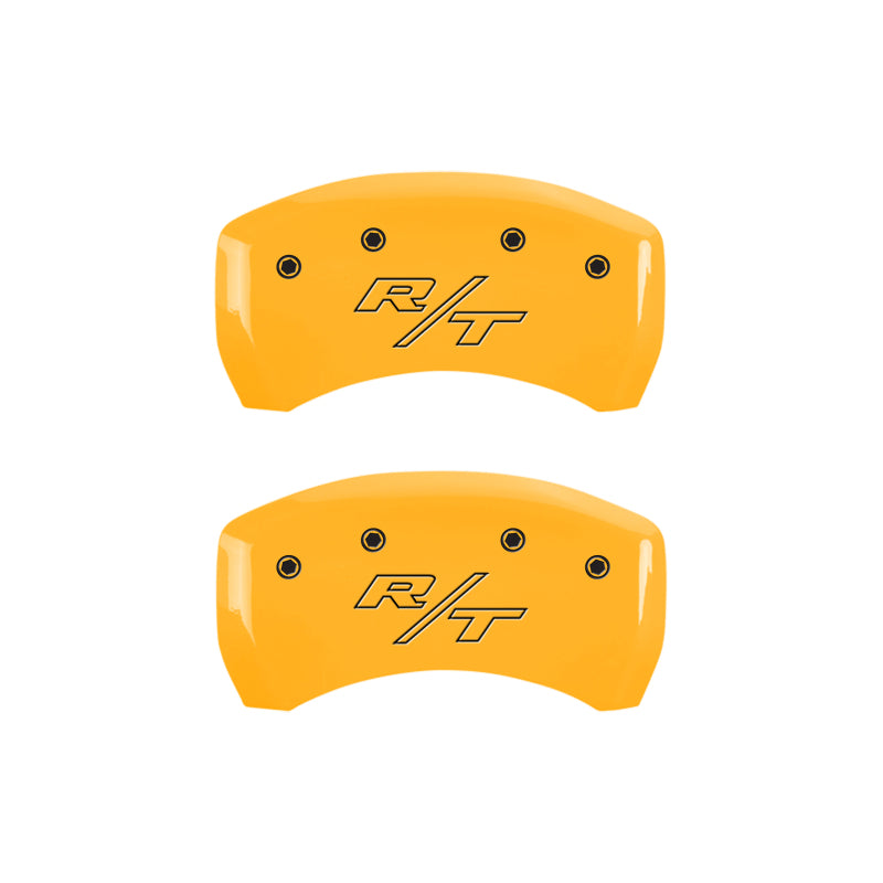 MGP 4 Caliper Covers Engraved Front Challenger Rear RT Yellow Finish Black Char 2006 Dodge Charger MGP