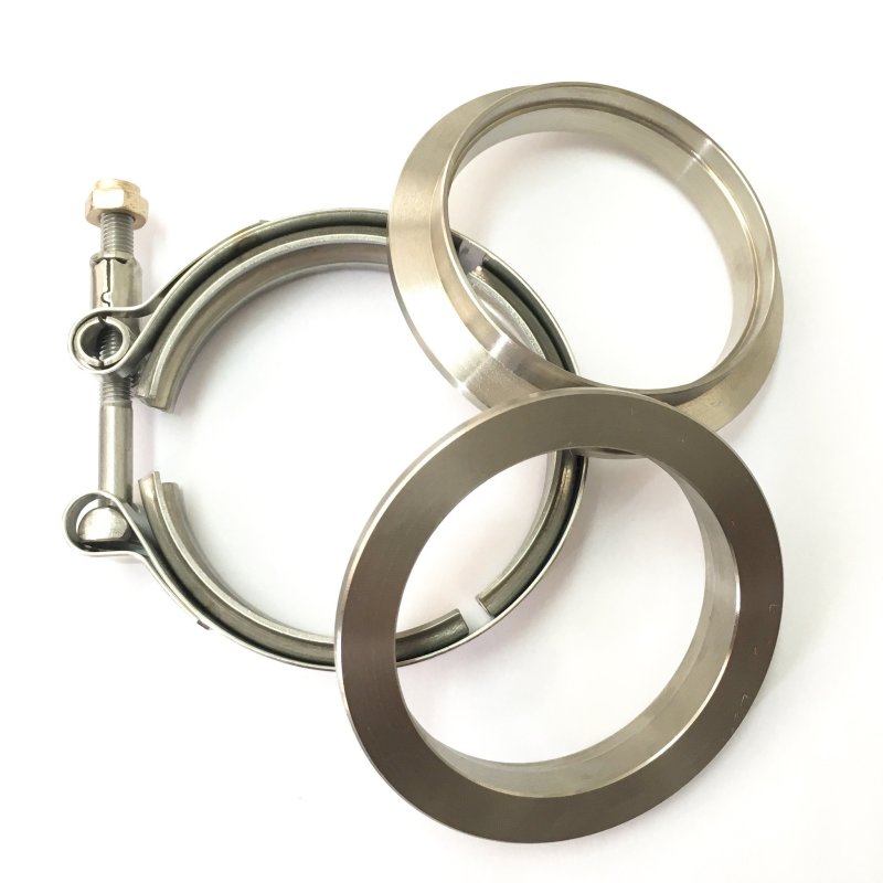 Ticon Industries 2.5in Titanium V-Band Clamp Assembly (2 Flanges/1 Clamp)