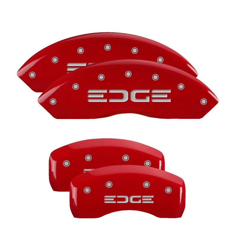 MGP 4 Caliper Covers Engraved Front & Rear Oval logo/Ford Red finish silver ch MGP