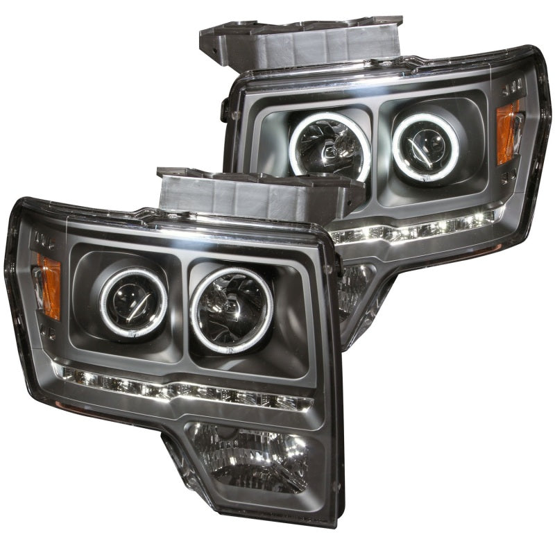 ANZO USA Ford F-150 Projector Headlights W/ Halo Black Ccfl G2; 2009-2014 - eliteracefab.com