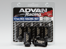 Load image into Gallery viewer, Advan Lug Nut 12X1.5 (Black) - 4 Pack - eliteracefab.com