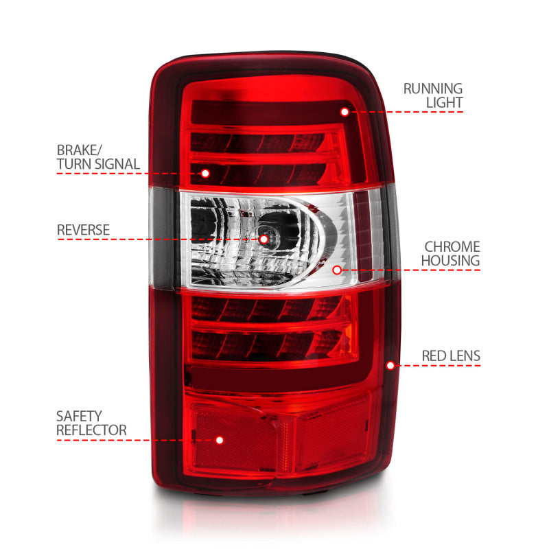 ANZO 2000-2006 Chevrolet Tahoe LED Tail Lights w/ Red Lens Chrome Housing ANZO