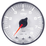 Autometer Spek-Pro Gauge Tach 2 1/16in 8K Rpm W/ Shift Light & Peak Mem Wht/Blk