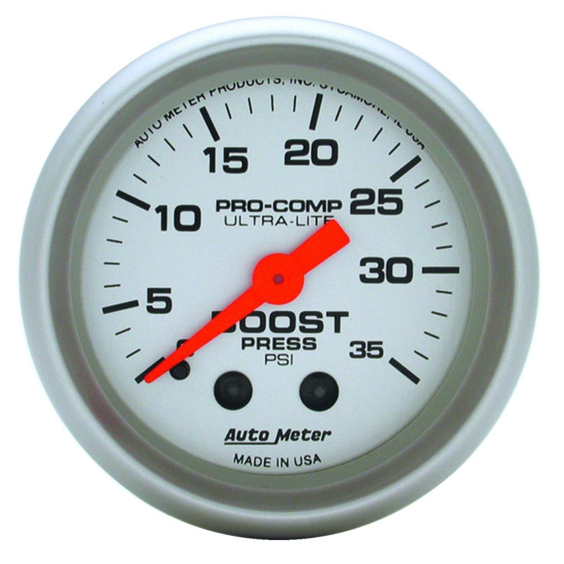 AutoMeter GAUGE; BOOST; 2 1/16in.; 35PSI; MECHANICAL; ULTRA-LITE - eliteracefab.com