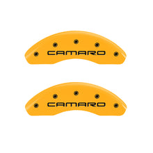 Load image into Gallery viewer, MGP 4 Caliper Covers Engraved Front Camaro Rear Z28 Yellow Finish Black Char 1997 Chevy Camaro MGP