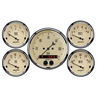 AutoMeter 3-3/8in & 2-1/16in GPS Speedometer Antique Beige Gauge Kit - 5 Pc 1850
