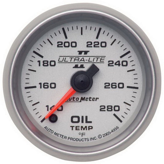 Autometer Ultra-Lite II 52mm 140-280 Deg F Full Sweep Electric Oil Temperature Gauge 4956