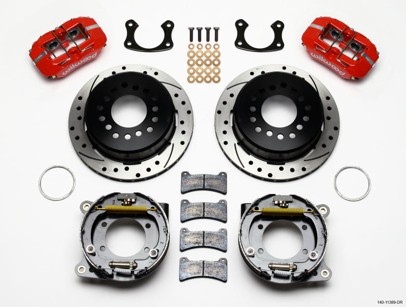 Wilwood Dynapro Low-Profile 11.00in P-Brake Kit Drill-Red New Big Ford 2.50in Offset - eliteracefab.com