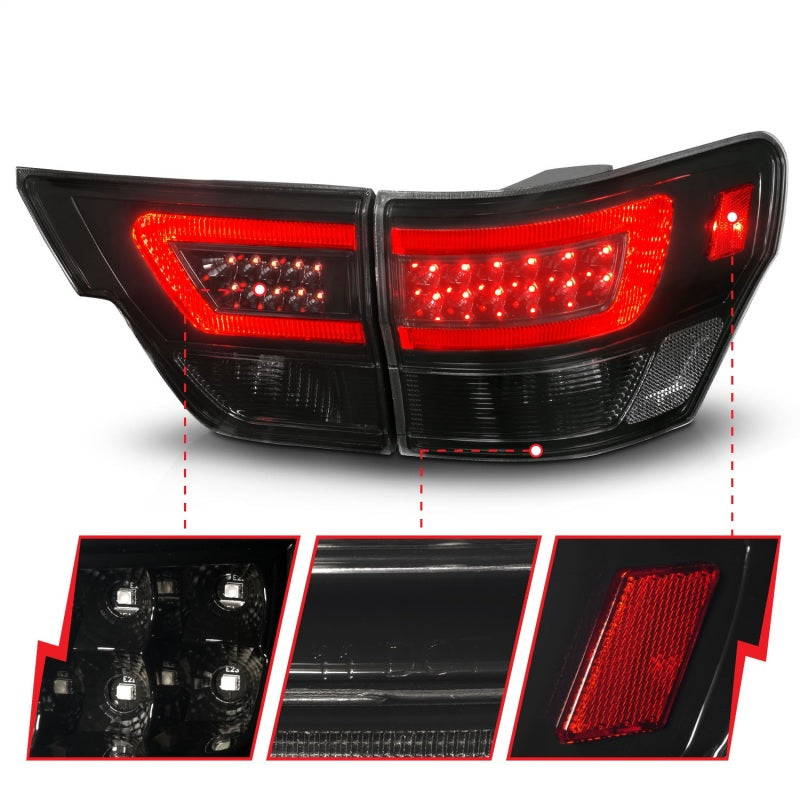 ANZO JEEP GRAND CHEROKEE 11-13 LED LIGHT BAR TAIL LIGHTS 4PCS BLACK SMOKE LENS - 311440