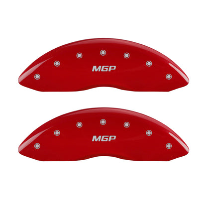 MGP 4 Caliper Covers Engraved Front & Rear MGP Red finish silver ch - eliteracefab.com