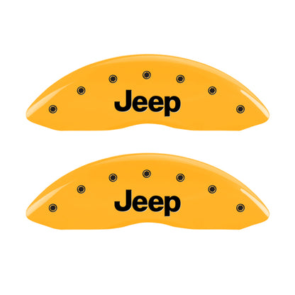 MGP 4 Caliper Covers Engraved Front & Rear JEEP Yellow finish black ch MGP