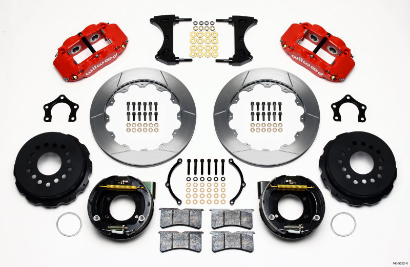 Wilwood Narrow Superlite 4R Rear P-Brk Kit 12.88in Red Mopar/Dana 2.36in Off w/Snap Ring Brng Wilwood