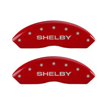 Load image into Gallery viewer, MGP 4 Caliper Covers Engraved Front Shelby Engraved Rear Tiffany Snake Red finish silver ch MGP