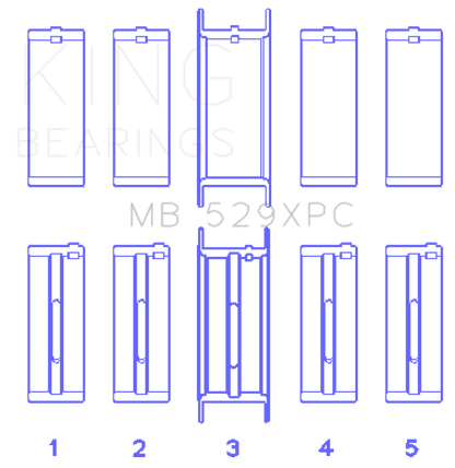 King Ford 260CI/289CI/302 5.0L Windsor Coated Crankshaft Main Bearing Set of 5 (Size STDX)