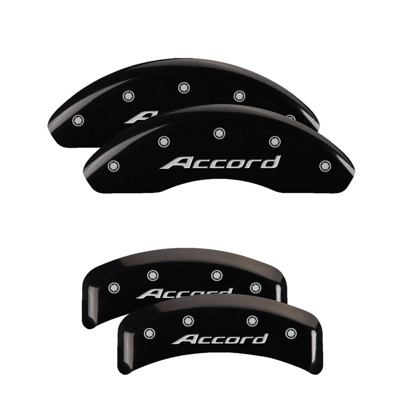 MGP 4 Caliper Covers Engraved Front Accord Engraved Rear Accord Black finish silver ch MGP