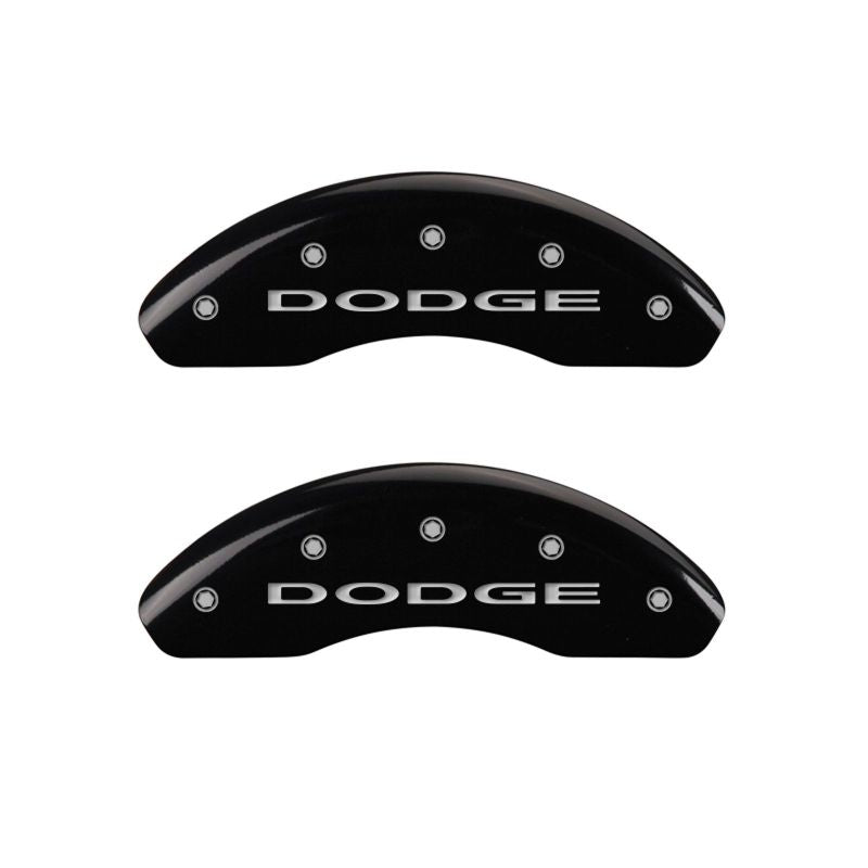 MGP 4 Caliper Covers Engraved Front & Rear With out stripes/Dodge Black finish silver ch MGP
