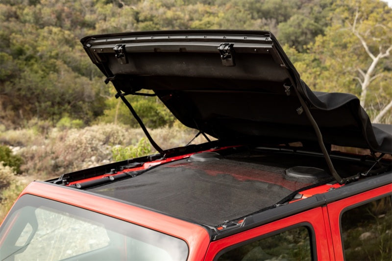 Rampage 2018-2019 Jeep Wrangler(JL) Unlimited Sport 4-Door Mesh Shade Top - Extended - Black - eliteracefab.com